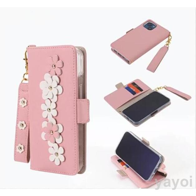iphone 11 12 13 14 手帳型ケース 立体花携帯カバー iphone ケース アイフォン花柄3D