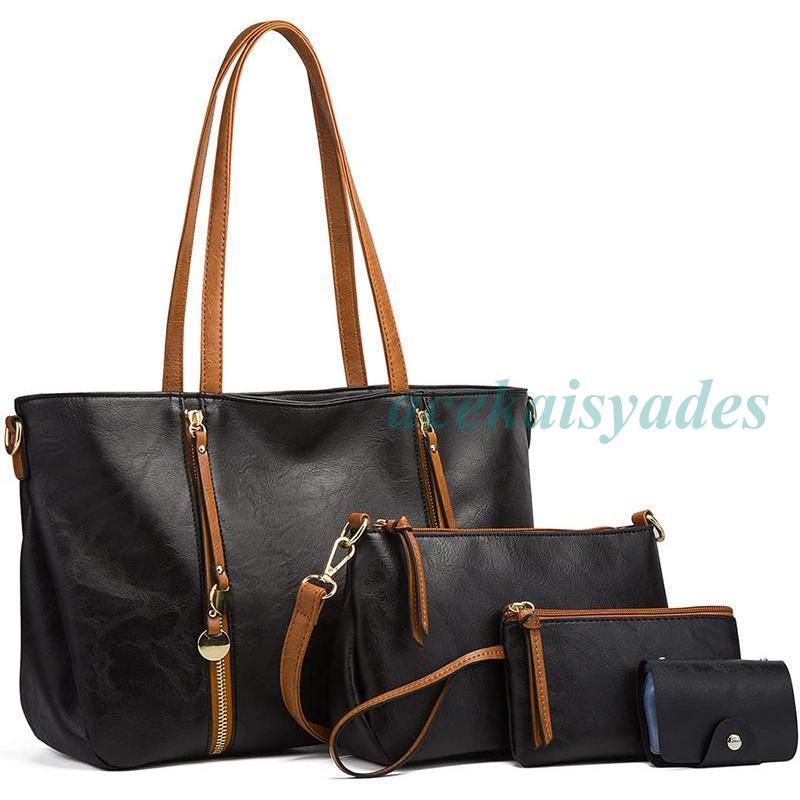 FCZY レディース バッグセット ショルダーバッグ 4点セット ポーチ付き ハンドバッグ 財布 2way A4対応 大容量 底鋲付き